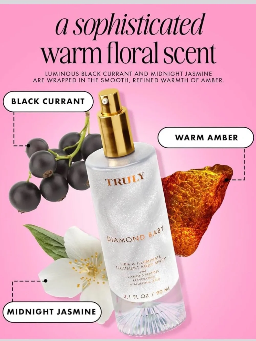 TRULY Diamond Baby Illuminating Body Serum - Pearl White & Gold Accents